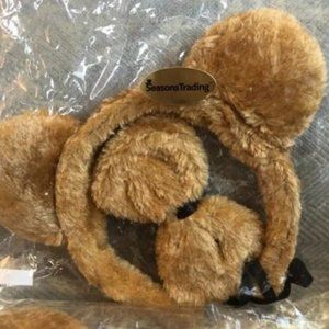 Teddy Bear Brown Faux Fur Ears Headband & Bowtie Dog Halloween Costume Headband